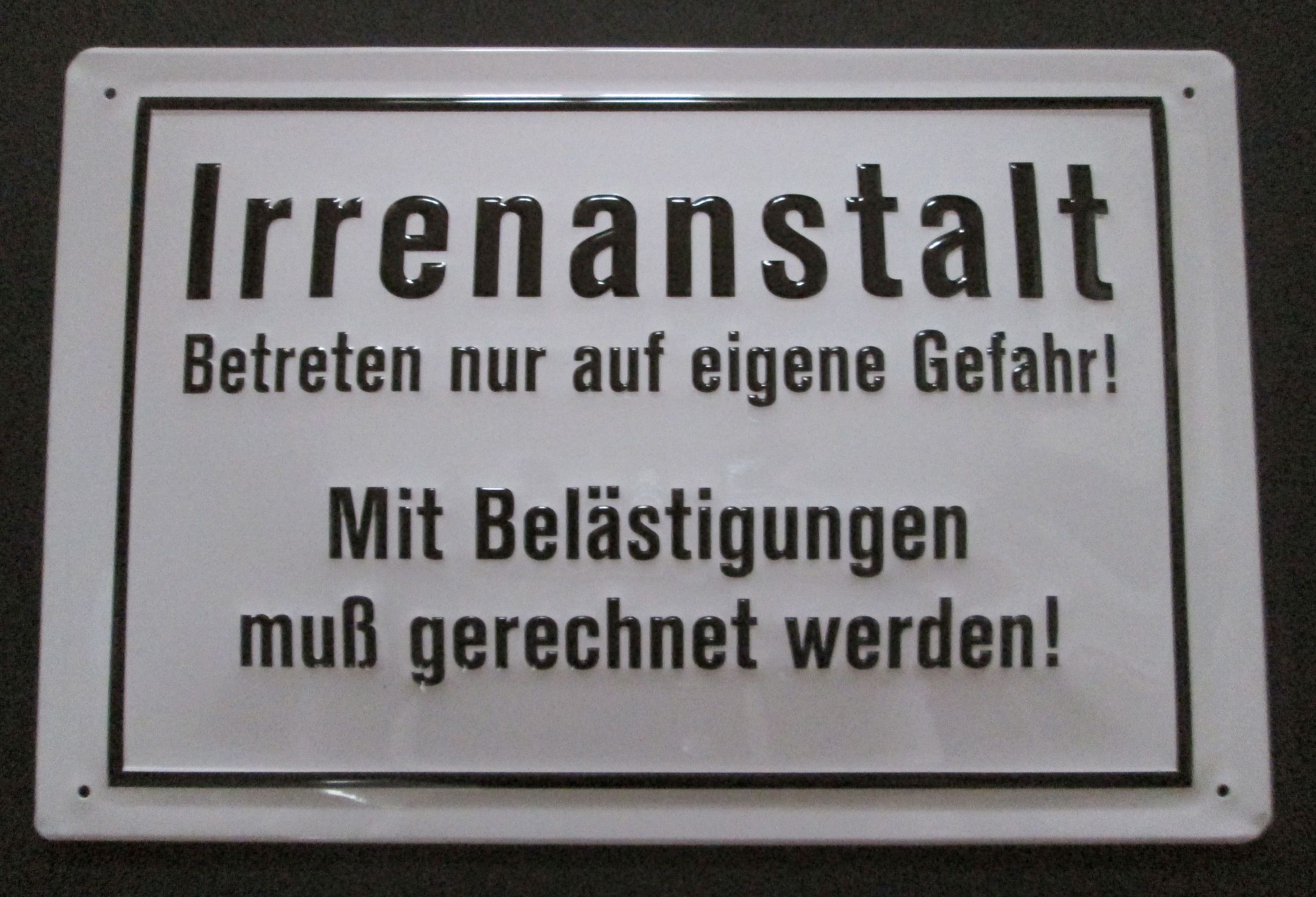 IRRENANSTALT , BLECHSCHILD, FUNSCHILD mit PRÄGUNG ! eBay